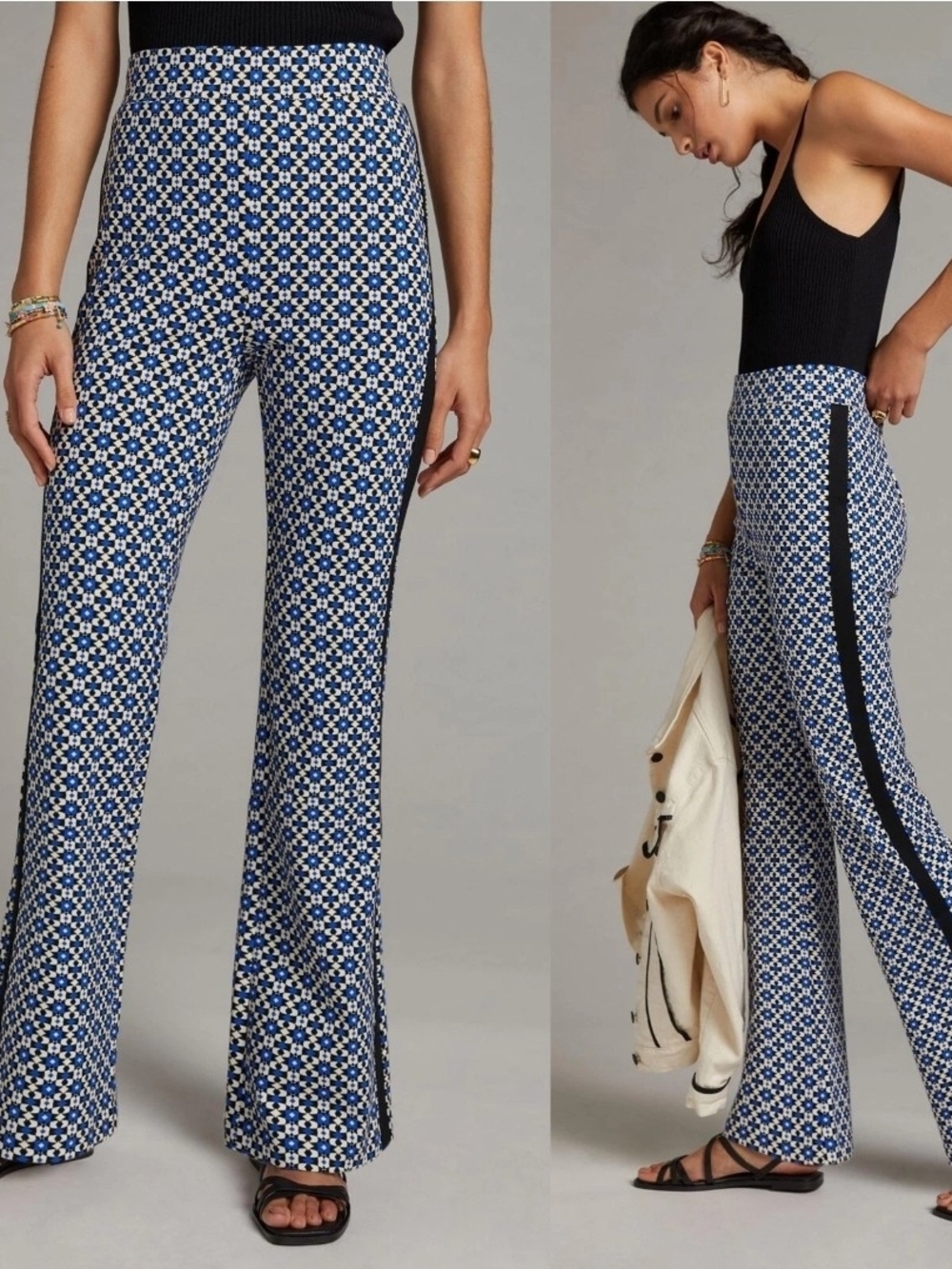 Maeve Pull-On Bootcut Pants in Blue Motif by Anthropologie - Picture 2 of 10